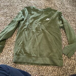 Nike Olive Green Crewneck Sweatshirt with White Logo